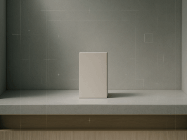 Retail marketing example showing a single product on a modern retail shelf.