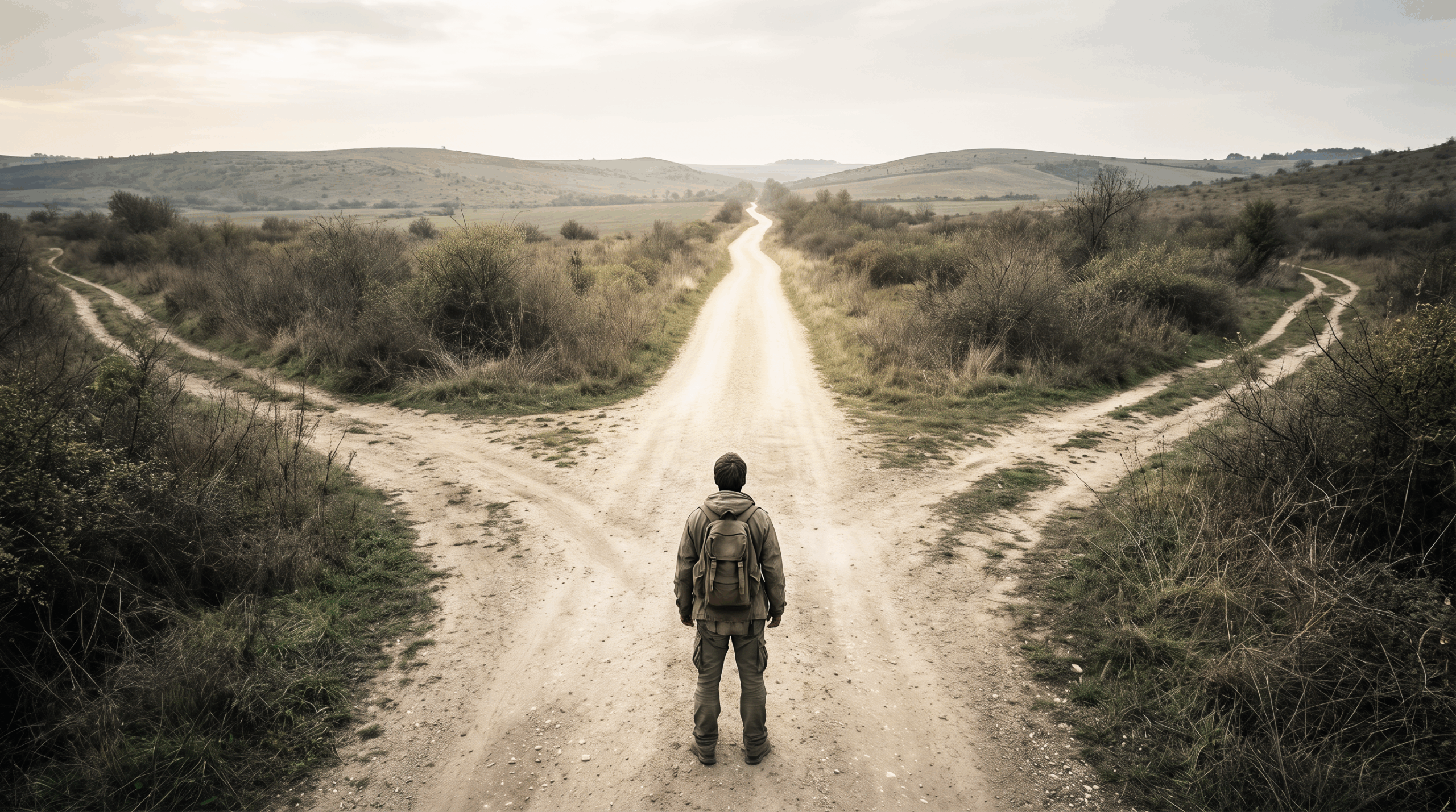 A person standing at a fork in the road representing the choice between growth marketing and commercial intelligence in 2026